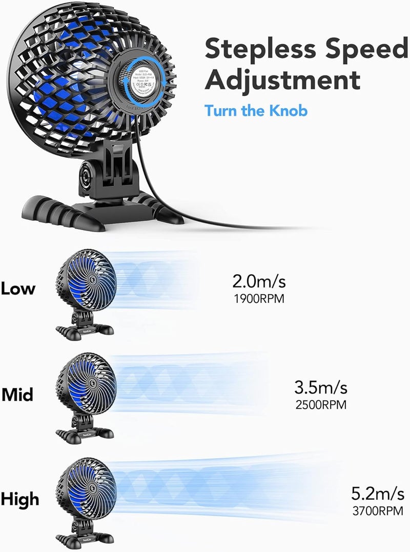 AaoLin USB Desktop Small Fan, Stepless Speed Adjustment with Multiple Speed Levels, Portable Plug-in Personal Mini Fan,Quiet Powerful Airflow,Suitable for Office Home Dormitory Bedroom, 4.9 Feet Long Cable - Image 2